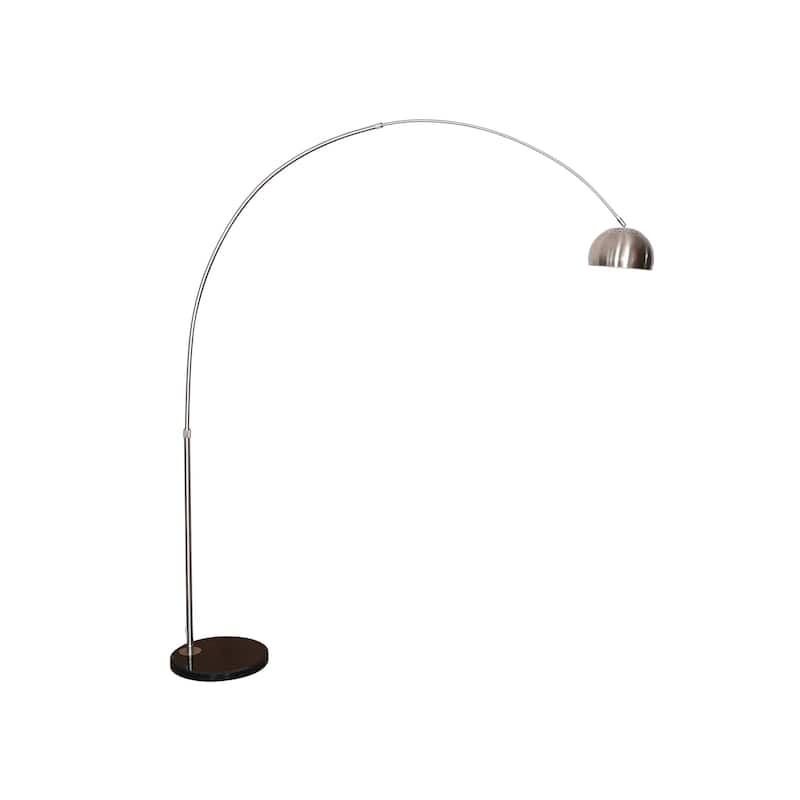 Floor Lamp with Black Marble Base and Metal Lamp Shade Arco Collection - 76"