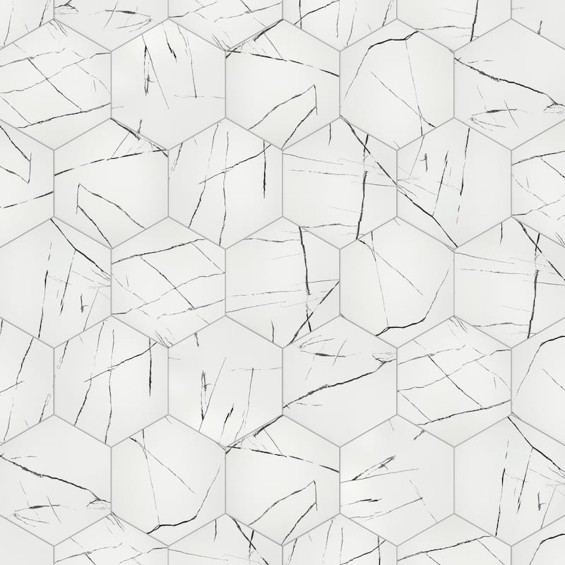 Merola Tile Visium Hex White 17-1/8" x 19-3/4" Porcelain Floor and Wall Tile