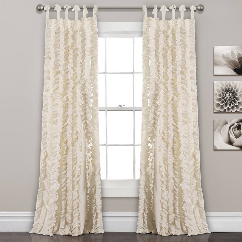 Lush Decor Sophia Ruffle Window Curtain Panel Pair