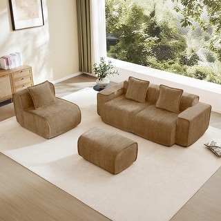 Streamlined Design Modular 3 Seat L Shape Boneless Velvet Fabric Sofa ...