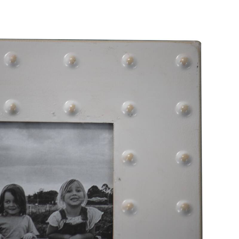 Foreside Home & Garden Cream Bubble Pattern 4x6 Inch Enamel Metal Decorative Picture Frame