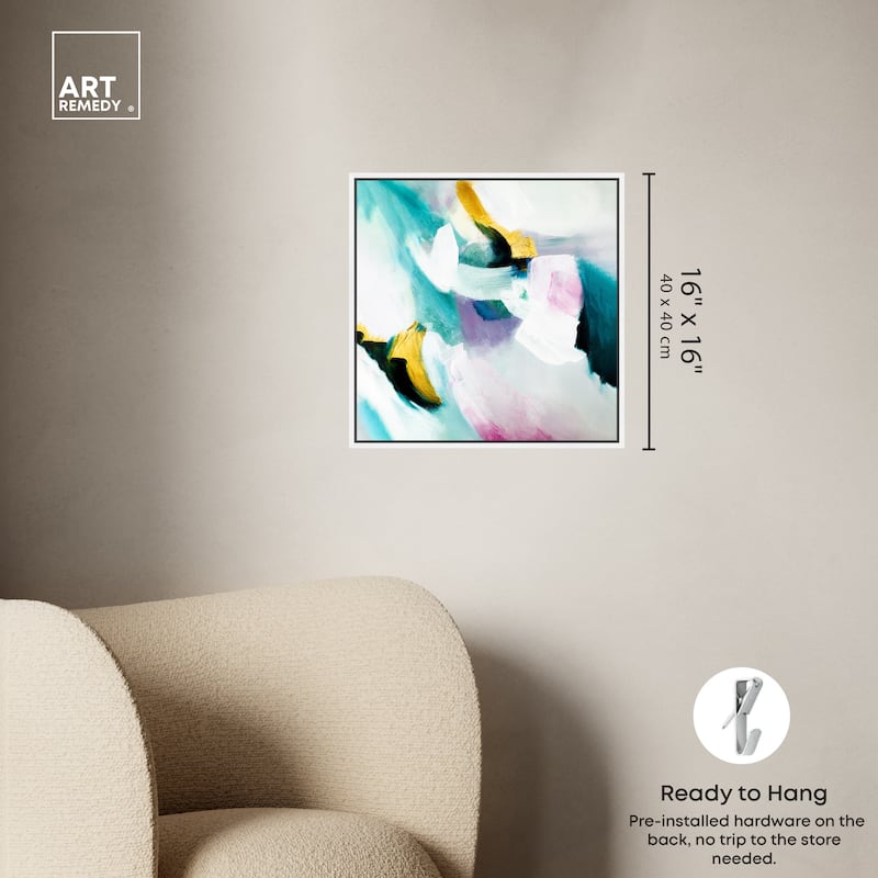 Art Remedy Still Violas Framed Blue Abstract 1 Piece Canvas Wall Art