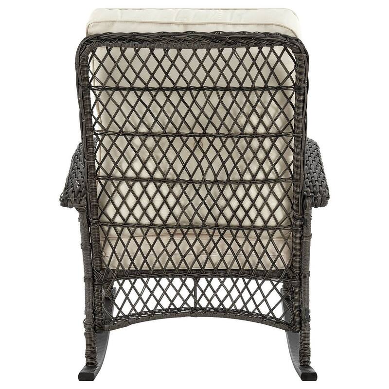 Manhattan Comfort Furttuo Steel Rattan Outdoor Rocking Chair with Cushions