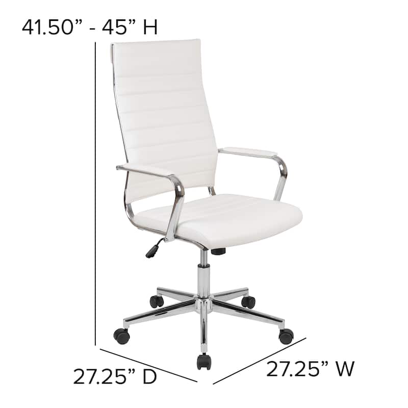 High Back LeatherSoft Contemporary Ribbed Executive Swivel Office Chair