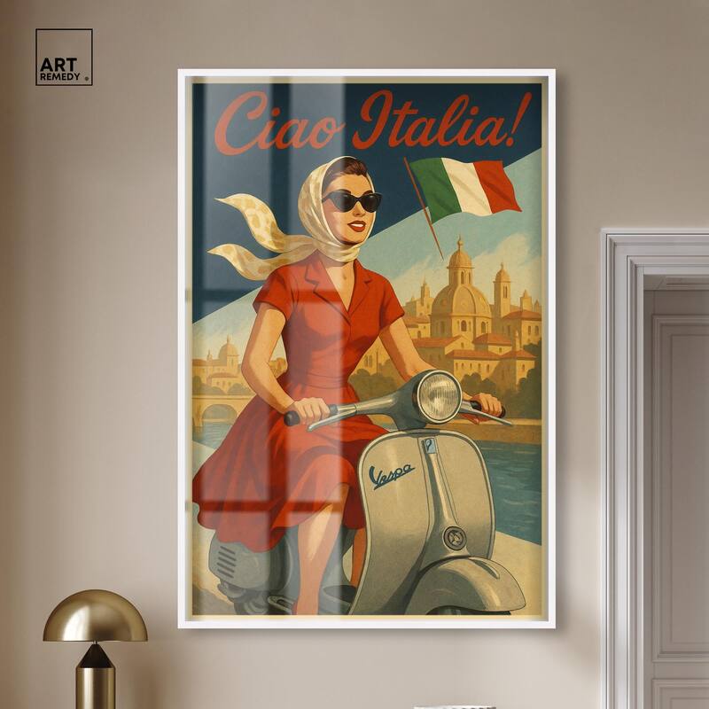 Scooter Italian Travel Shadowbox by Art Remedy