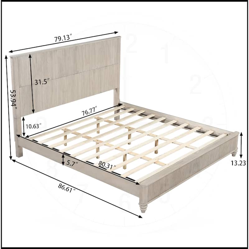 Solid Wood Bed Frame with Headboard
