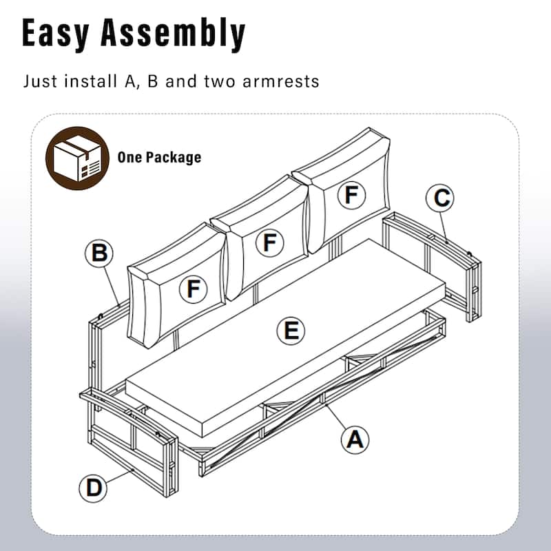 Anmytek 69 Inch PE Wicker 3 Person Porch Swing with Gray Cushions and Hanging Chains for Patio and Garden
