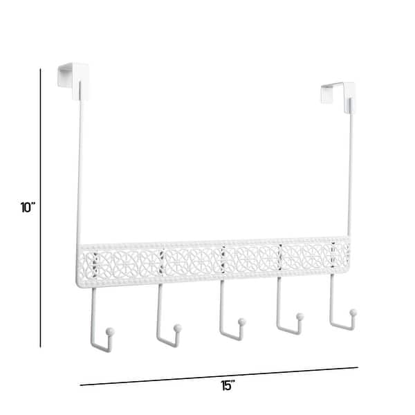 Elle Décor Dentelle 5 Hook Over the Door Hook in White - 15"x 4"x 10"