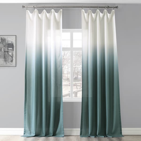 slide 1 of 64, Exclusive Fabrics Ombre Faux Linen Semi Sheer Curtain (1 Panel)
