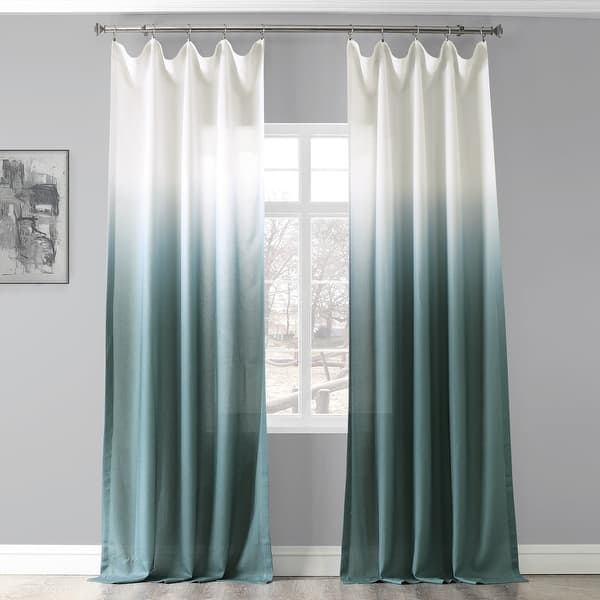 slide 2 of 64, Exclusive Fabrics Ombre Faux Linen Light Filtering Curtains (1 Panel) - Lightweight Elegance, Natural Light Enhancement