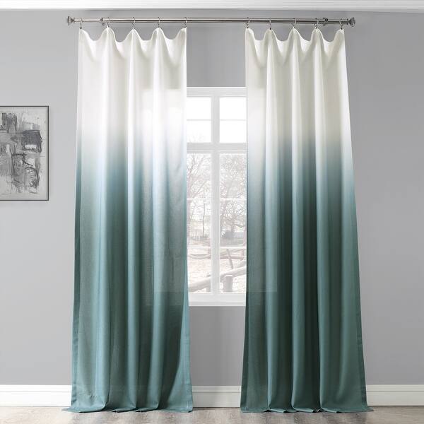 Exclusive Fabrics Ombre Faux Linen Semi Sheer Curtain (1 Panel) - On ...