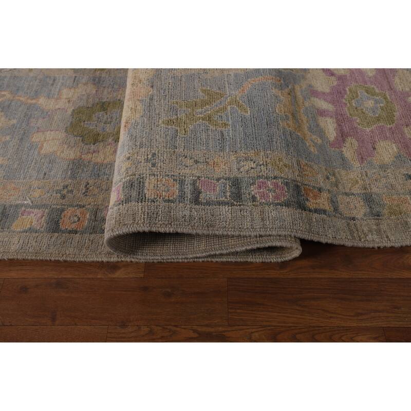 Oushak Turkish Large Area Rug Floral Hand-Knotted Wool Carpet - 10'1"x 14'0"