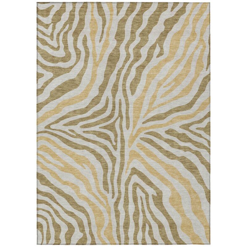 Machine Washable Indoor/ Outdoor Modern Prints Chantille Rug