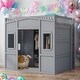 preview thumbnail 1 of 11, Full Size House Loft Bed With Ladder and Wardrobe