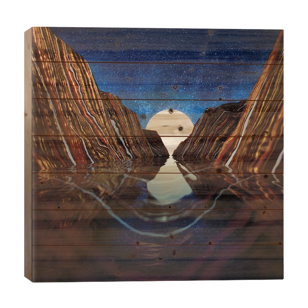 Moon Reflection Print On Wood by SpaceFrog Designs - Multi-Color