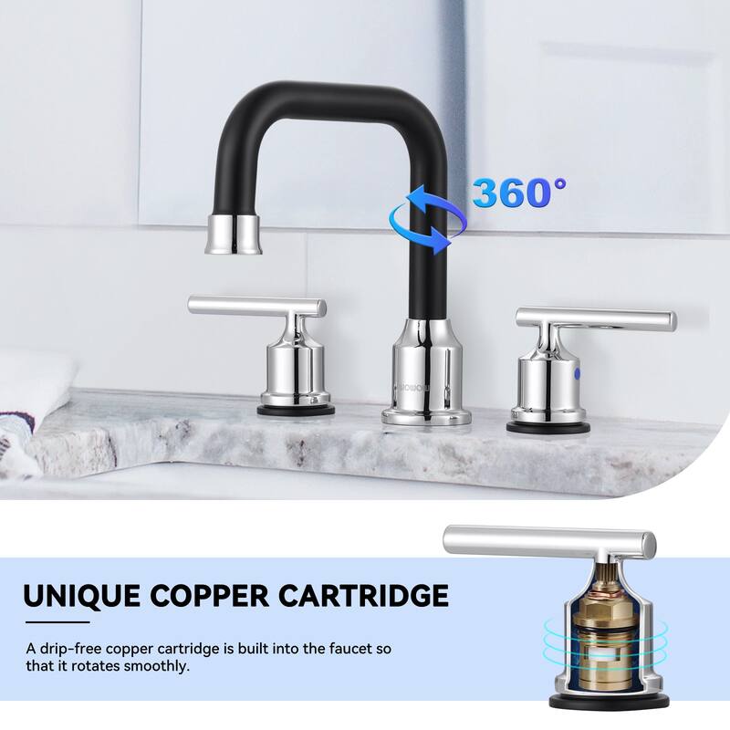WOWOW Double Handle 8 in. Widespread Bathroom Sink Faucet