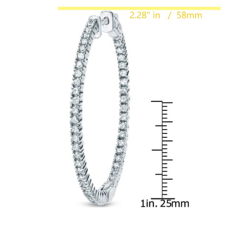Auriya 14k Gold 3ctw Large Inside-out Diamond Hoop Earrings - 2.28-inch
