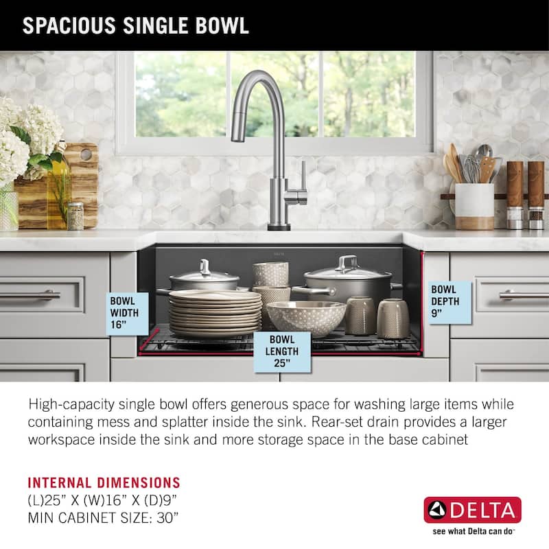 Delta 95B9031-27S Rivet 27" Undermount Single Basin Stainless Steel