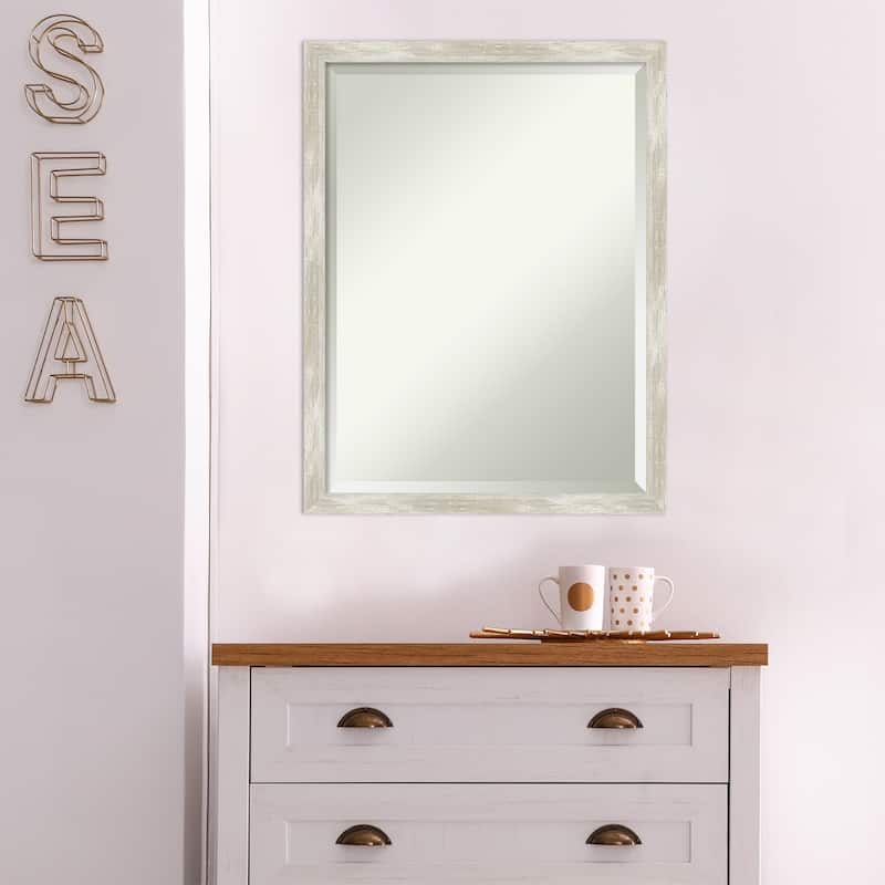 Beveled Bathroom Wall Mirror - Crackled Metallic Frame