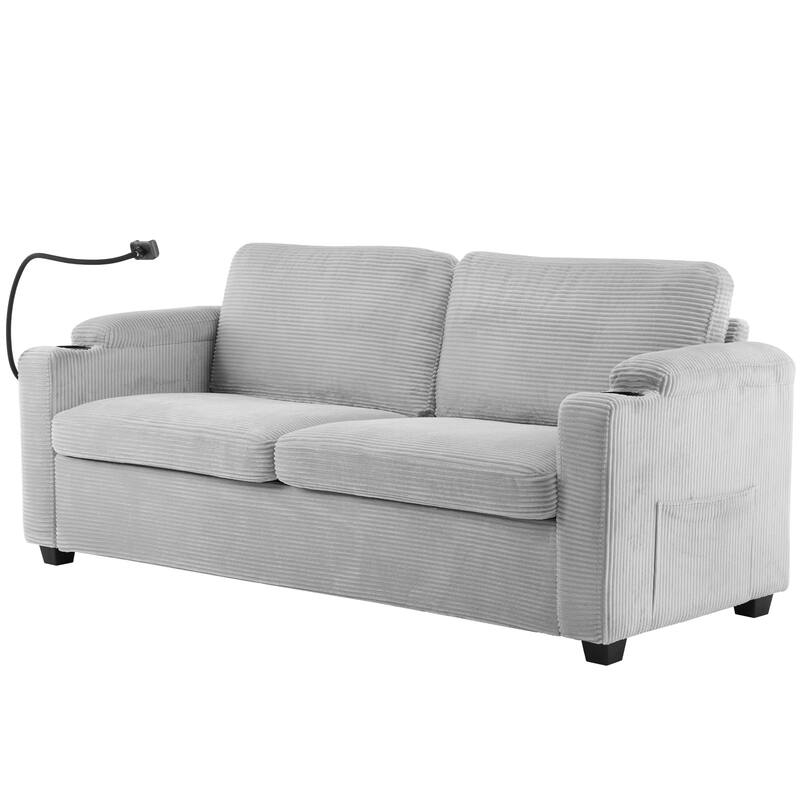 GDFStudio Emily Multifunctional Convertible Corduroy Sleeper Sofa for Small Spaces
