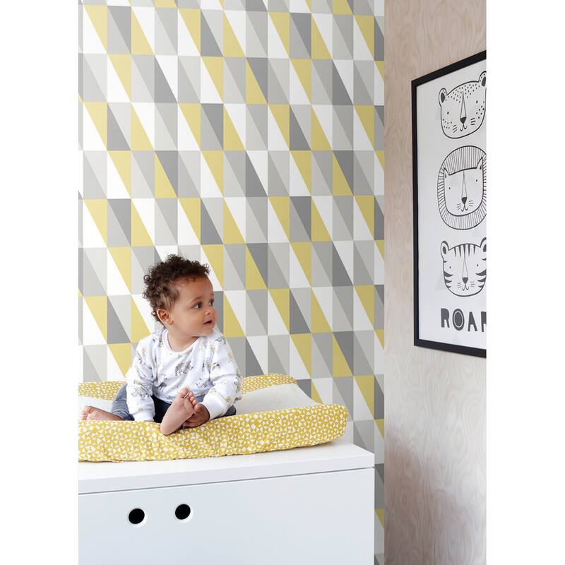 Chesapeake Inez Mustard Geometric Wallpaper - 20.9 x 396 x 0.025