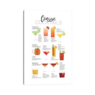iCanvas "Classic Cocktails - Tequila Brandy Vodka" by Alchera Design Posters Canvas Print
