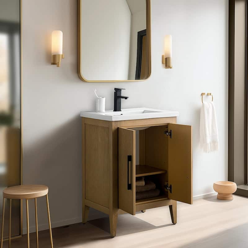 Vanity Art 20" or 24" or 30" Single Sink Bathroom Vanity Cabinet with Ceramic Top
