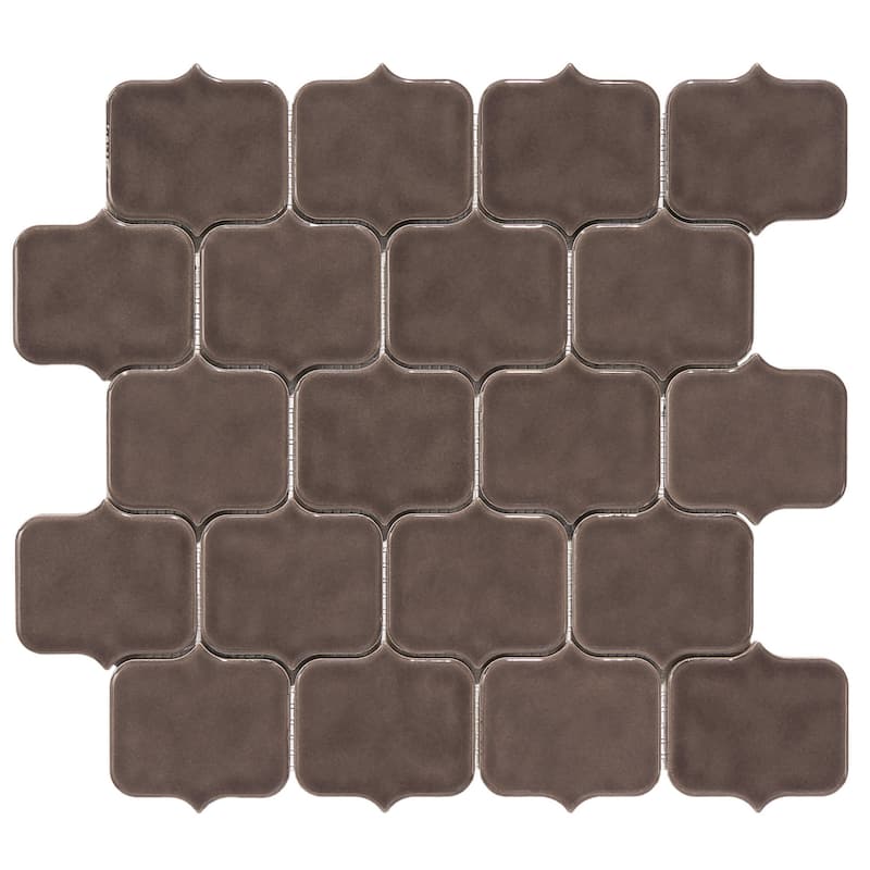 Modern Arabesque Glossy Porcelain Mosaic Tile - 5 sheets (3.90 sf) - Tan