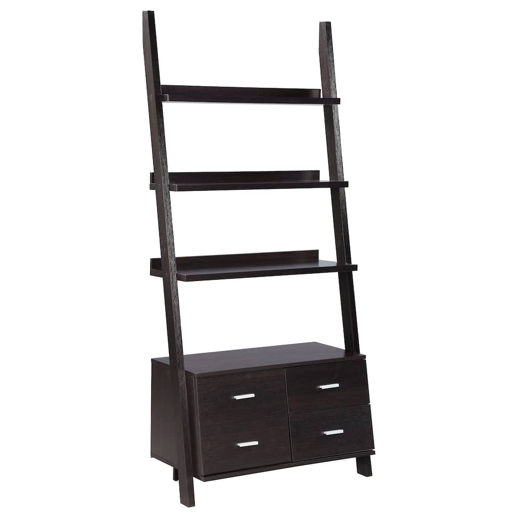 Colella 72-inch 3-shelf Storage Ladder Bookshelf Cappuccino - 33.50" x 16.50" x 72.00"