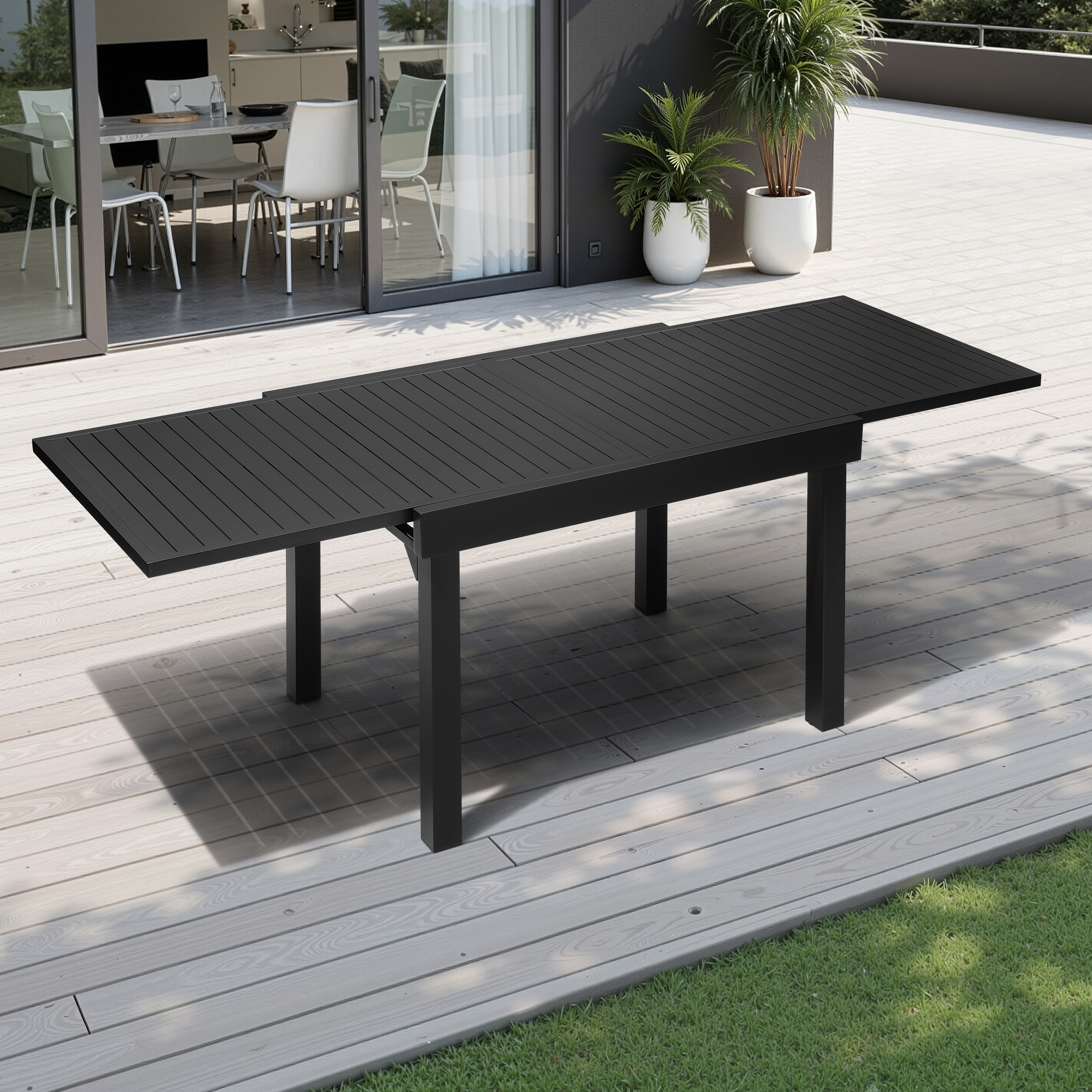 VredHom Aluminum Extendable Outdoor Patio Dining Table - 82.7" / 41.3" (L) x 31.5" W x 29.5" H