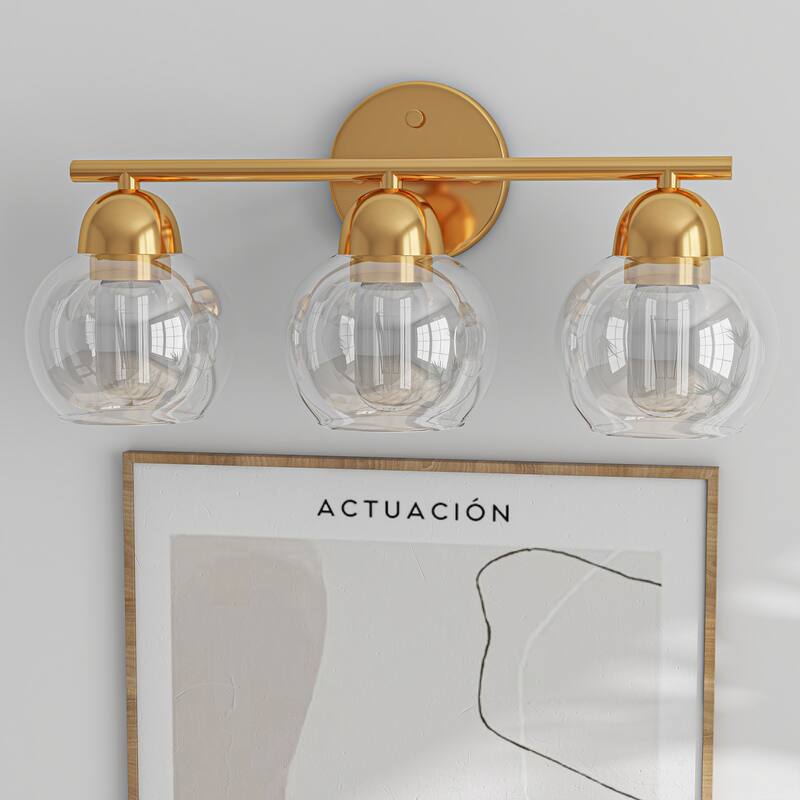 3-Light Bathroom Round Glass Light Fixtures