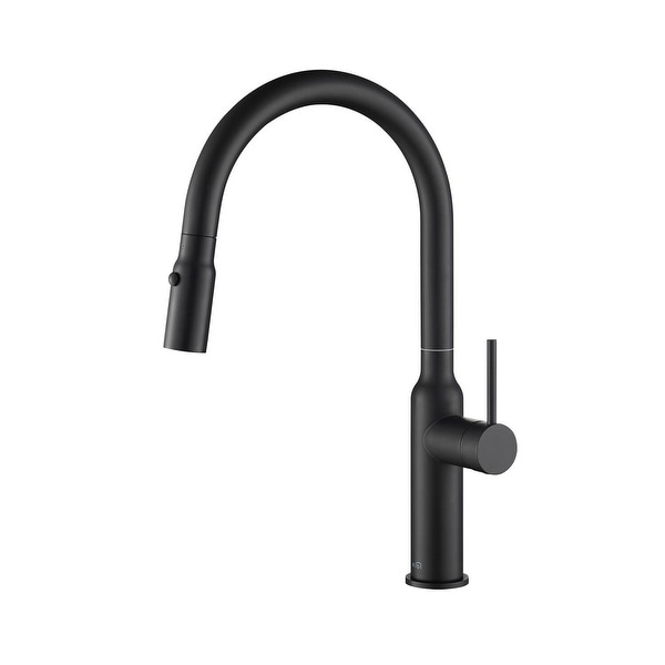 High Arc Pull Out Single Level Lead Free Brass Kitchen Faucet with Sprayer and Magnetic Docking. Opens flyout.