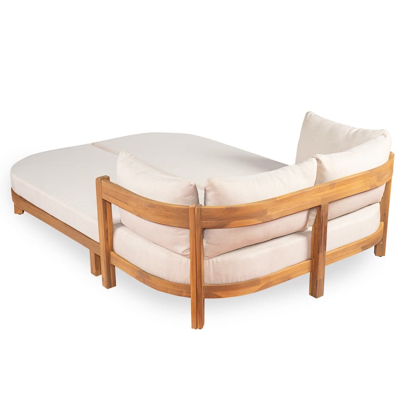 Scott Living Donovan Outdoor Acacia Wood Daybed with Cushion