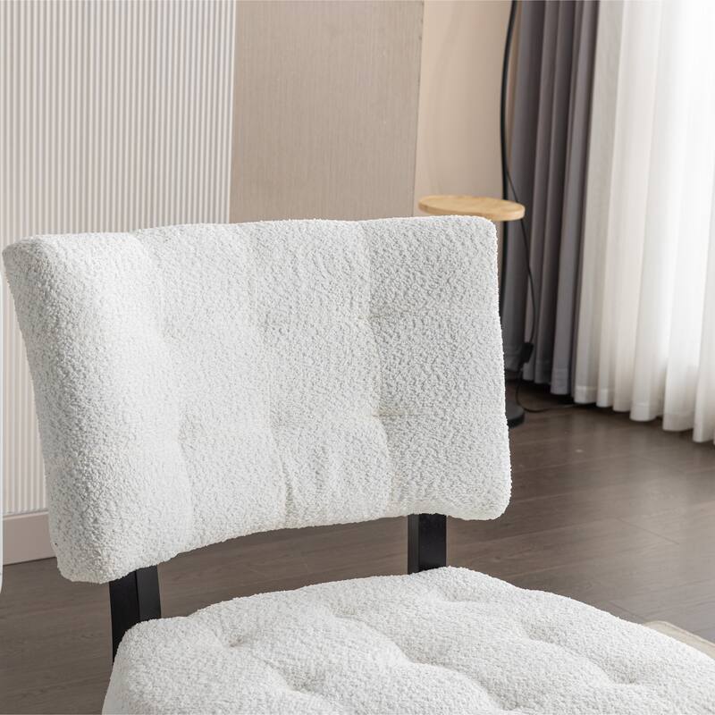 Boucle Tufted Accent Chair with Oversized Seating and Wooden Legs