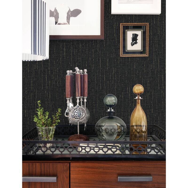 Advantage Sanburn Black Metallic Linen Wallpaper