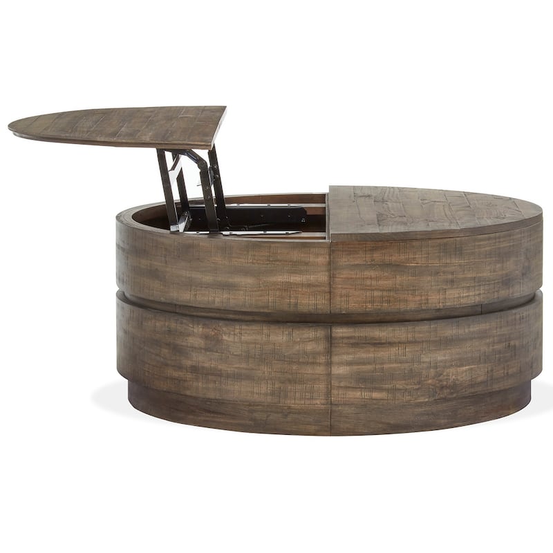 Magnussen Home Baisden Tobacco Round Lift Top Cocktail Table with Casters - 40''W x 40''D x 18''H