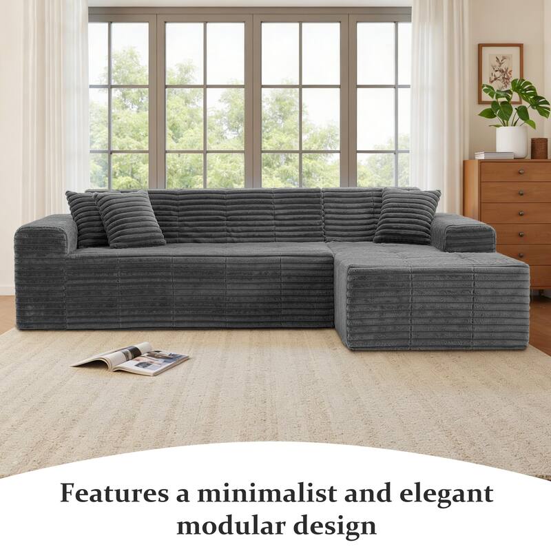 Scandinavian Corduroy Full-Foam Modular Sectional Sofa Set