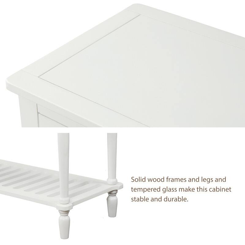 Farmhouse Sideboard with Glass Cabinets & Drawers - Rustic Console Table for Dining Room & Living Room