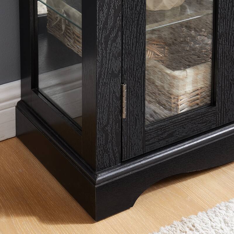 Lighted Glass Curio Display Cabinet,Display Cabinet,Glass Storage Cabinet Glass Wine cabinet Wood Frame Toy Display