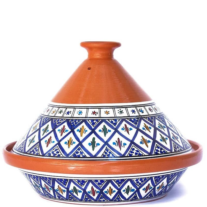 Kamsah Bohemian Supreme Large Tagine - Handcrafted Ceramic Pot - Blue