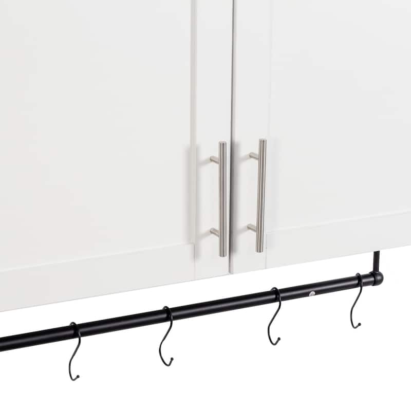 31.50" White Bathroom Wall Cabinet with Adjustable Shelf and 5 Hooks
