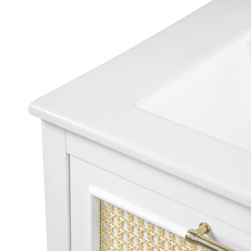 24" Bathroom Vanity Set with Rectangle Integrated Ceramic Sink for Small and Medium Restroom