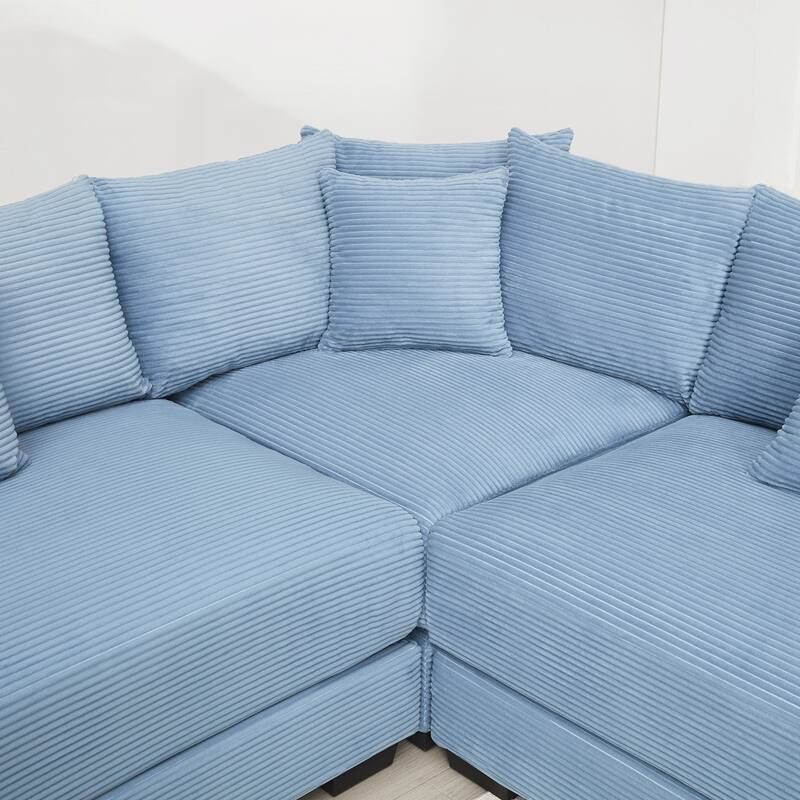Oversized Cloud Modular Sectional Couch,Corduroy Fabric Extra-Wide Armrests Throw Pillows