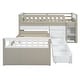 preview thumbnail 15 of 14, Brown+White Twin Size Solid Wood L-shaped Loft Bed and Twin Platform Bed with 7 Drawers and Full Guardrails