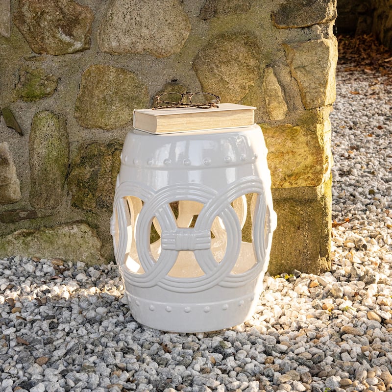 Lucky Coins 16" Chinese Ceramic Drum Garden Stool