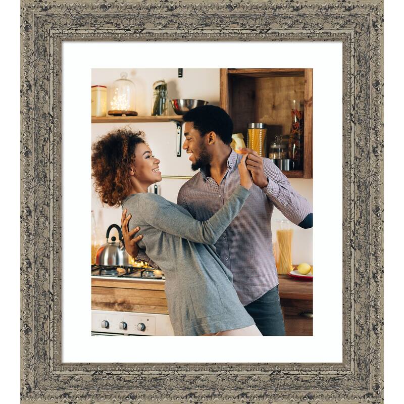 Attic Aged Picture Frame, Photo Frame - 20x24 Matted to 16x20 - Attic Aged Silver