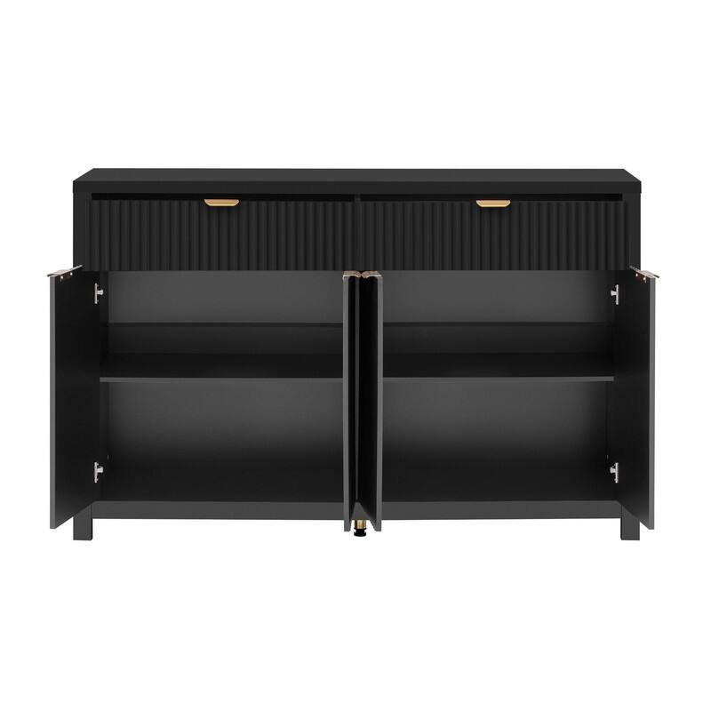55.1" Modern Sideboard Cabinet with Adjustable Shelves and Aluminum Handles for Stylish Home Storage Solutions