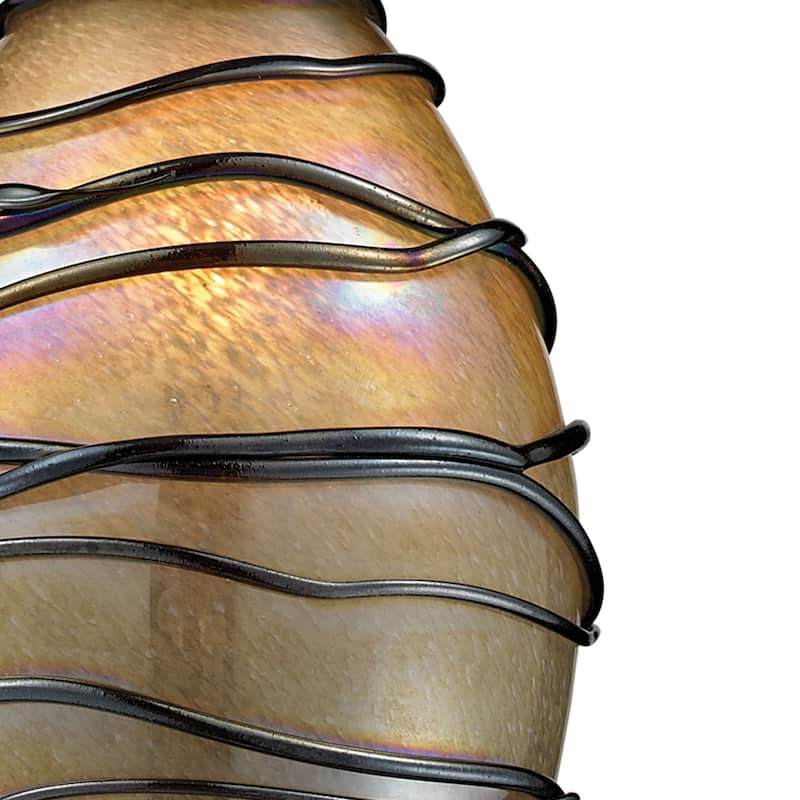 Vines 5-inch Wide 1-Light Pendant in Satin Nickel and Colored Glass - 5 in. Wide