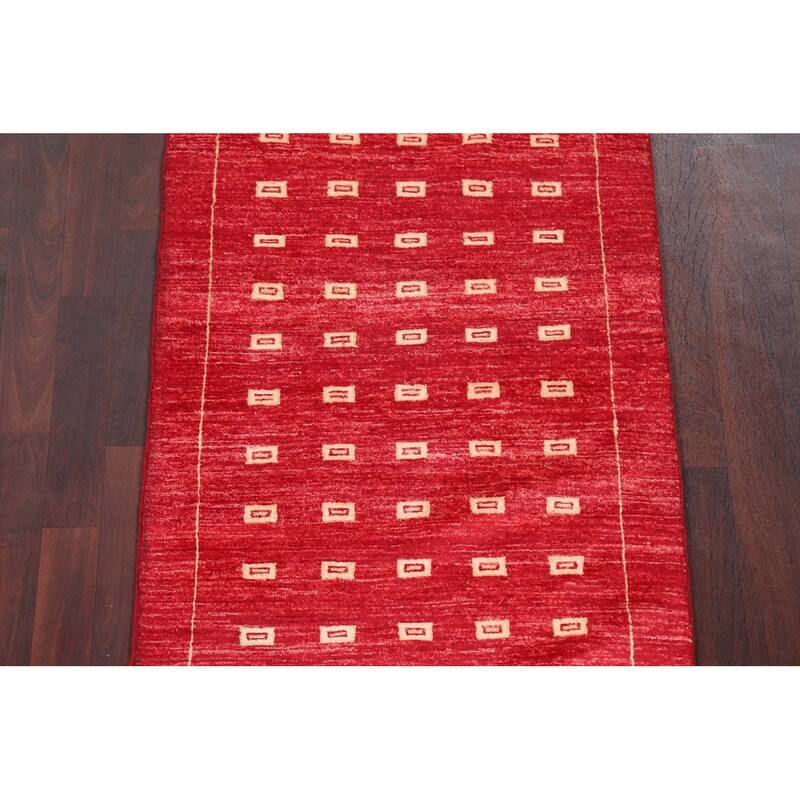 Oriental Gabbeh Kashkoli Hallway Runner Rug Wool Hand-knotted Carpet - 2'8" x 10'1"