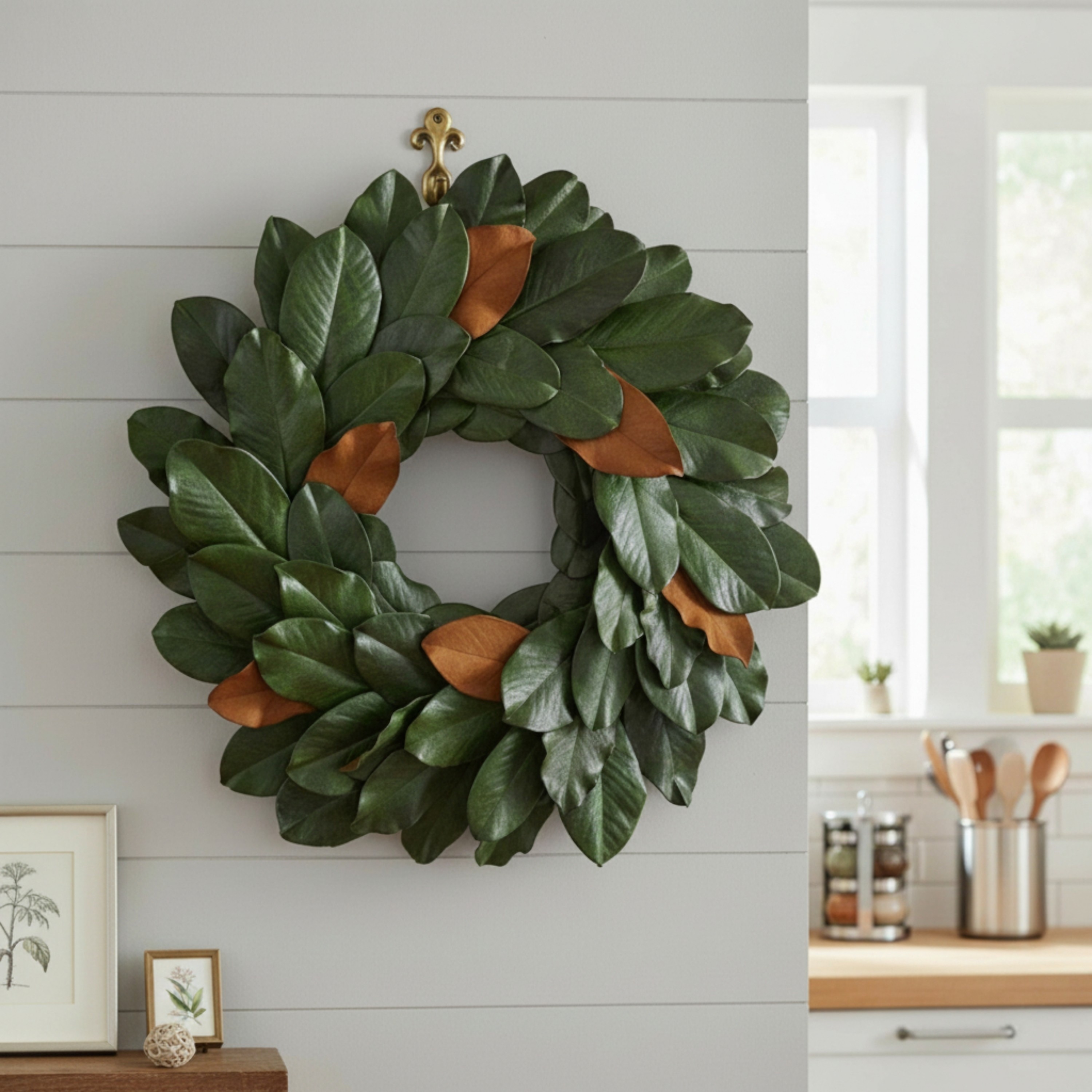 Haven 20" Handcrafted Preserved Magnolia Leaf Wreath - For Indoor Display